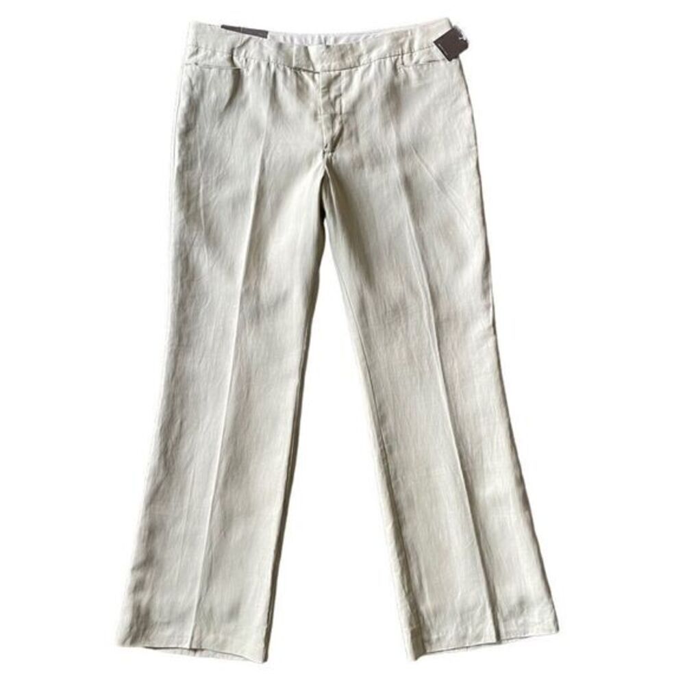 Merona Lined Linen Tan Straight Leg Trouser Pants NWT Women’s Size 12